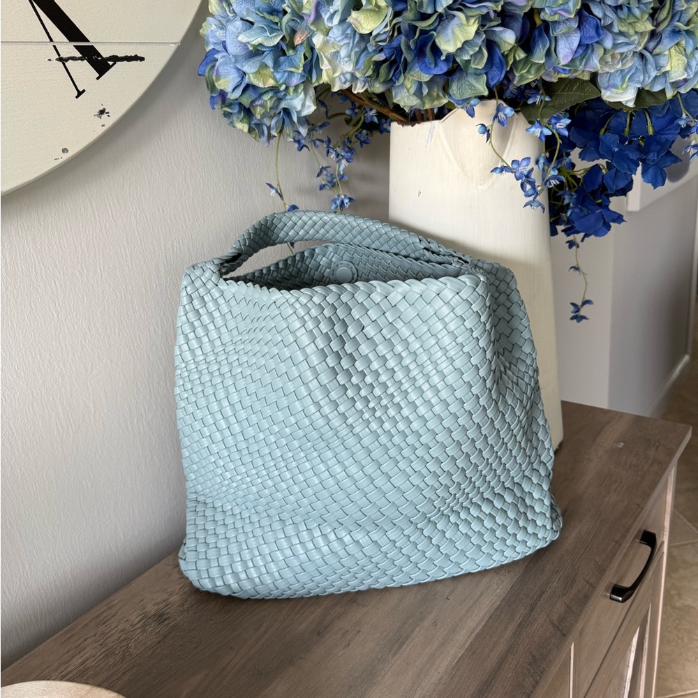 Private label Blue Woven Tote Bag New I have Lots of colors vegan leather
